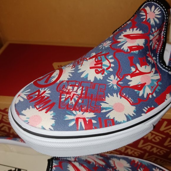 Vans Men's 10.5 Classic Slip-On Crew Floral/Red VN0A4BV31JA - Picture 5 of 12